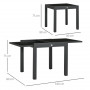 Utdragbart Utebord Glasskiva Aluminium Svart 160 x 80 cm