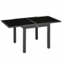 Utdragbart Utebord Glasskiva Aluminium Svart 160 x 80 cm