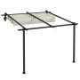 Pergola mot Vägg med Infällbart Tak 297 x 297 x 200/230 cm Svart Kr...