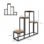 Piedestal 4 nivåer Metallram 80 x 20 x 74 cm Brun / Svart