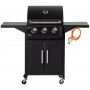 Gasolgrill 3 Brännare Svart med Hjul 121 x 55 x 109 cm