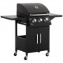Gasolgrill 3 Brännare Svart med Hjul 121 x 55 x 109 cm