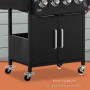 Gasolgrill 4 Brännare + 1 Sidobrännare Svart med Hjul 132,4 cm x 55...
