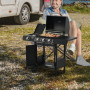 Gasolgrill 3 Huvudbrännare + 1 Sidobrännare, hylla, rostfritt stål, svart, 110 x 50 x 100 cm