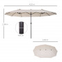Parasoll XXL med Handvev 455 x 270 x 240 cm Beige