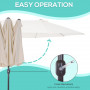 Parasoll XXL med Handvev 455 x 270 x 240 cm Beige