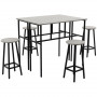 Matgrupp Bar Bord + 4 Barstolar Industriell Greige - Svart