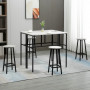 Matgrupp Bar Bord + 4 Barstolar Industriell Greige - Svart