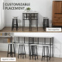 Matgrupp Bar Bord + 4 Barstolar Industriell Greige - Svart