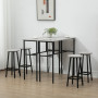 Matgrupp Bar Bord + 4 Barstolar Industriell Greige - Svart