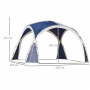 Paviljong Kupoltält 3,5 x 3,5 x 2,22 m Blå - Grå