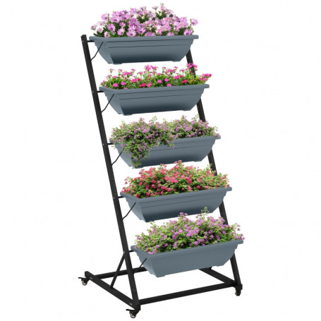 Blomtrappa 5 Odlinglådor 145 cm (H) med Hjul