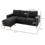 Hörnsoffa 3-sits 193 x 136 x 85 cm Svart Linne höger / vänster