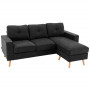 Hörnsoffa 3-sits 193 x 136 x 85 cm Svart Linne höger / vänster