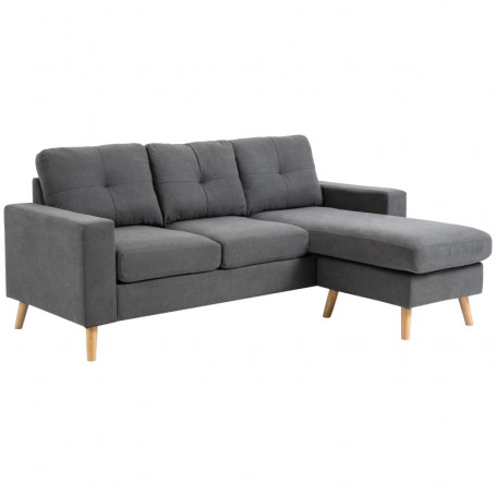 Hörnsoffa 3-sits 193 x 136 x 85 cm Grå Linne höger / vänster
