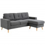 Hörnsoffa 3-sits 193 x 136 x 85 cm Grå Linne höger / vänster