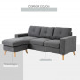 Hörnsoffa 3-sits 193 x 136 x 85 cm Grå Linne höger / vänster