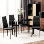 Matgrupp 4 Stolar Glasbord Svart Modern Design