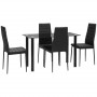 Matgrupp 4 Stolar Glasbord Svart Modern Design