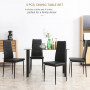 Matgrupp 4 Stolar Glasbord Svart Modern Design