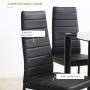 Matgrupp 4 Stolar Glasbord Svart Modern Design