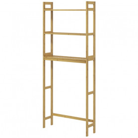 Badrumshylla Över Toalettstol / Tvättmaskin Bambu 68 x 20 x 165 cm