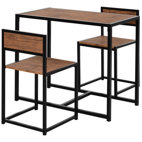Barbord med 2 Barstolar 90 x 47 x 76 cm Brun - Svart