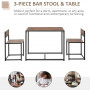 Barbord med 2 Barstolar 90 x 47 x 76 cm Brun - Svart