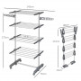 Torkställning 5 Nivåer Hopfällbar 142 x 55 x 172 cm Grå - Silver
