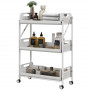 Fällbar vagn till Kök / Badrum 3 Hyllor 52,5 x 27 x 73,5 cm Metall Vit