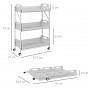 Fällbar vagn till Kök / Badrum 3 Hyllor 52,5 x 27 x 73,5 cm Metall Vit