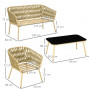 Loungeset 4 Sitis med Glasbord - Rotting Khaki