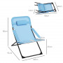 Hopfällbar Utestol 4-Nivå Justerbar Camping Blå