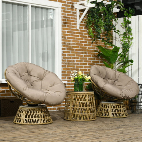 Utegrupp Bistro Set x2 Roterande Stol + Bord - Rotting