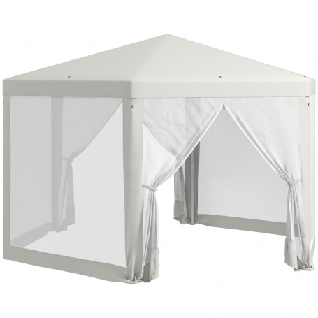 Paviljong Sexkantig Metallram 4 x 4 x 2,5 m Krämvit