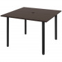Ute Matbord Metall 100 x 100 x 72 cm med Hål för Parasoll, Brun Svart