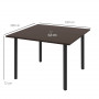 Ute Matbord Metall 100 x 100 x 72 cm med Hål för Parasoll, Brun Svart