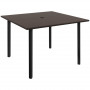 Ute Matbord Metall 100 x 100 x 72 cm med Hål för Parasoll, Brun Svart