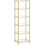 Bokhylla Guld med Glashyllor 6-våning 30 x 40 x 177 cm