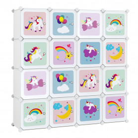 Förvaring barnrum kubsystem 16 fack med dörrar 123×41×123 cm vit pl...