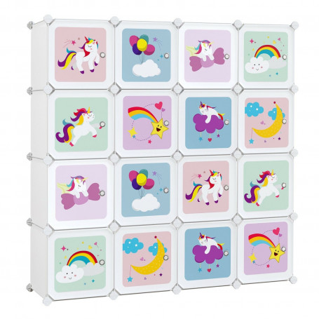 Förvaring barnrum kubsystem 16 fack med dörrar 123×41×123 cm vit pl...