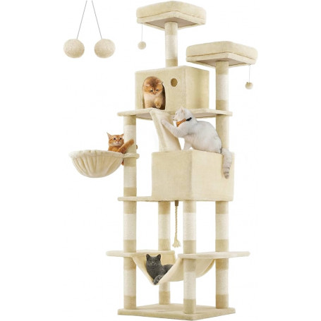 XXL Klösträd med 2 Grottor - Ljusbeige H. 206 cm