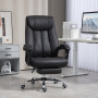 Ergonomisk Kontorsstol med Fällbar Fotstöd Läder Svart