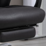 Ergonomisk Kontorsstol med Fällbar Fotstöd Läder Svart