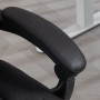 Ergonomisk Kontorsstol med Fällbar Fotstöd Läder Svart
