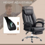 Ergonomisk Kontorsstol med Fällbar Fotstöd Läder Svart