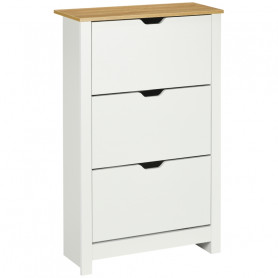 Skoskåp 3 Fack 18 par skor 72 x 26 x 112 cm Vit