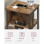 Sidobord med Inbyggd Eluttag och 2 USB-portar, Vintage Brun 30 x 34 x 58 cm
