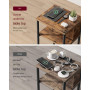 Sidobord med Inbyggd Eluttag och 2 USB-portar, Vintage Brun 30 x 34 x 58 cm