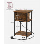 Sidobord med Inbyggd Eluttag och 2 USB-portar, Vintage Brun 30 x 34 x 58 cm